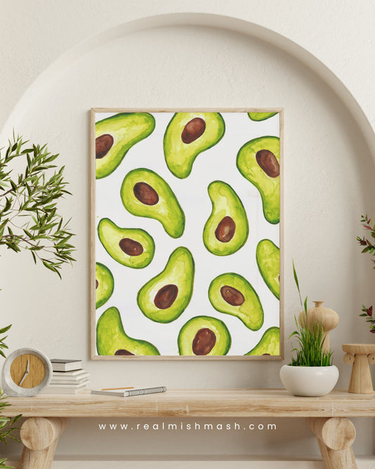 A3 Tropical Avocado Watercolor Fine Art Print