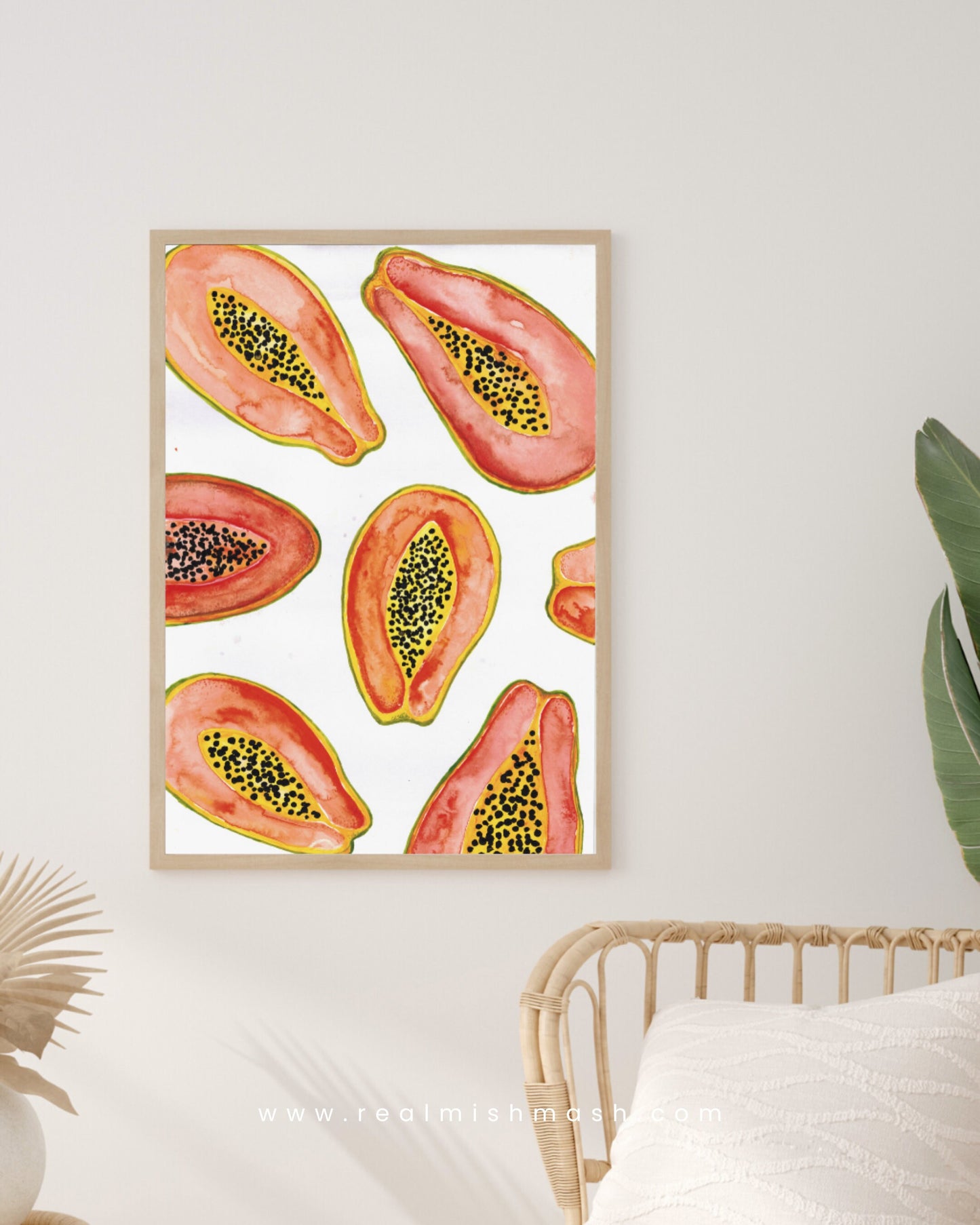 A3 Tropical Papaya Watercolour Fine Art Print