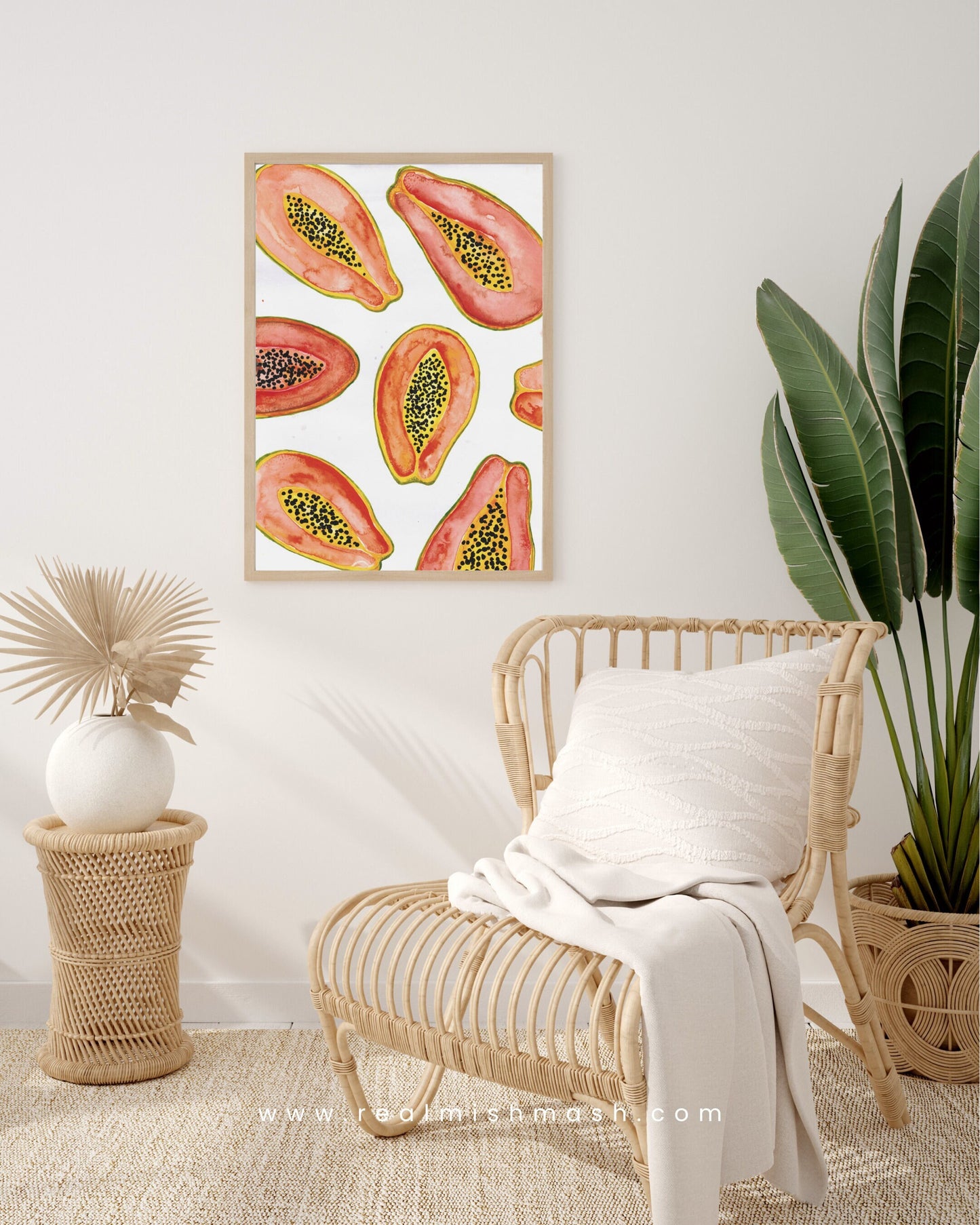 A3 Tropical Papaya Watercolour Fine Art Print